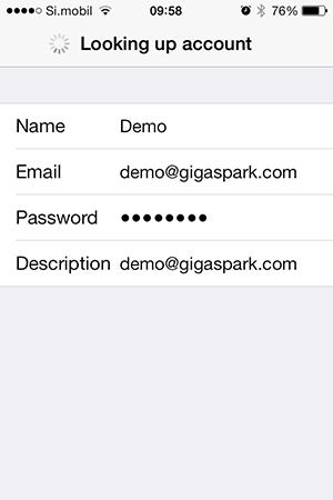 gigaspark mail account iphone
